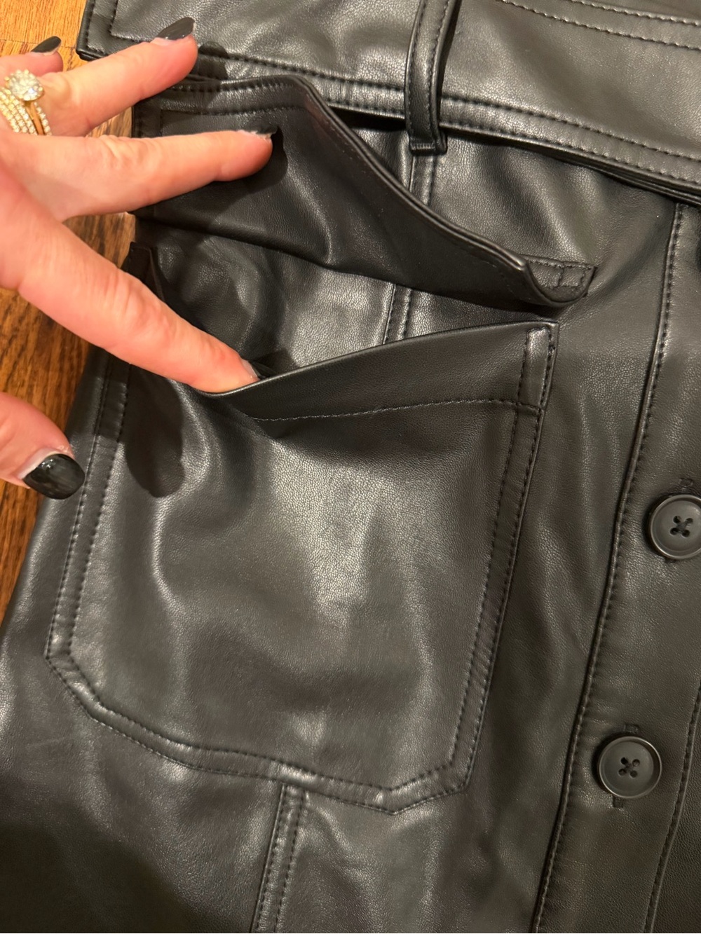 Black High-Waist Belted Leather Mini Skirt - Picture 10 of 10